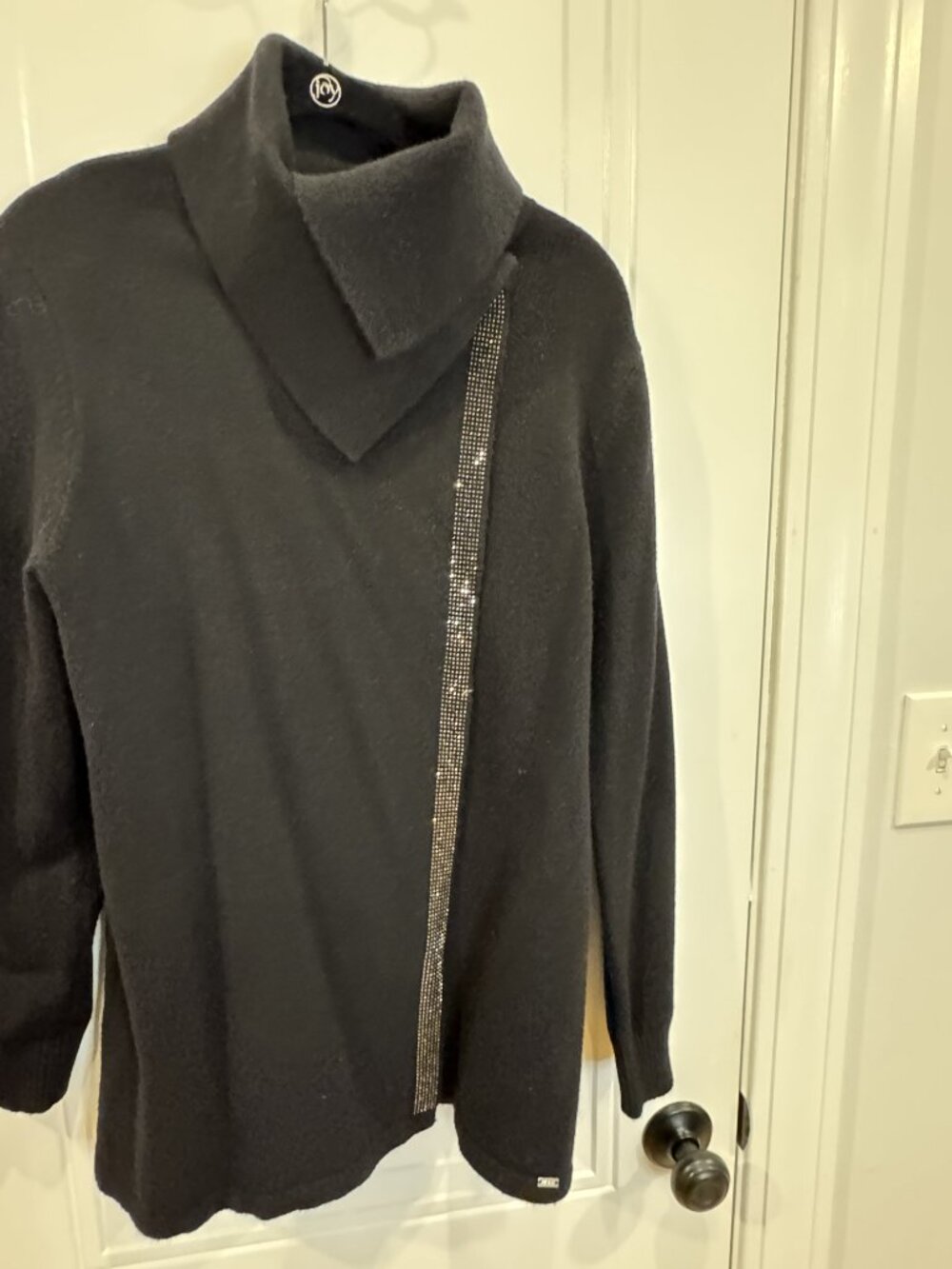 NWT Vex Collection Rhinestone Beads Trim Black Cardigan M Snap Closure Classic - Picture 2 of 10
